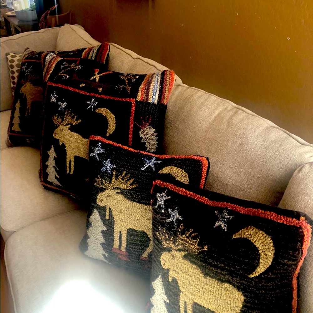 Night Moose Wool Pillows